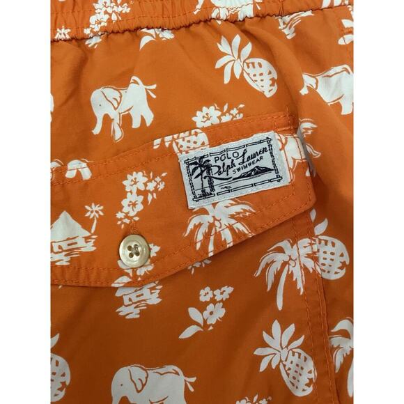 POLO Ralph Lauren Mens Swim Shorts Trunks Elephant & Palm Orange size XL - Picture 6 of 7